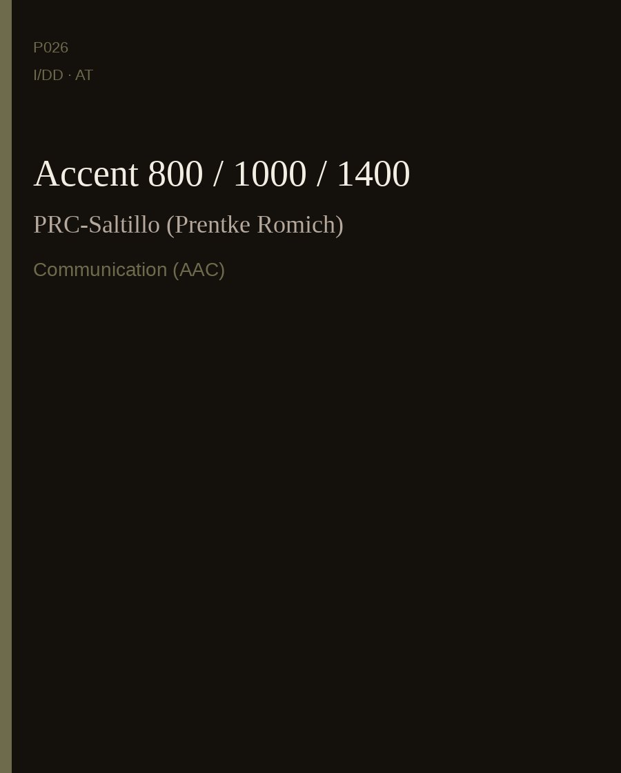 Accent 800 / 1000 / 1400 — PRC-Saltillo (Prentke Romich)