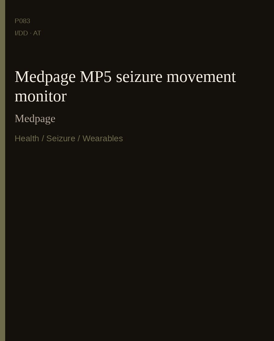 Medpage MP5 seizure movement monitor — Medpage