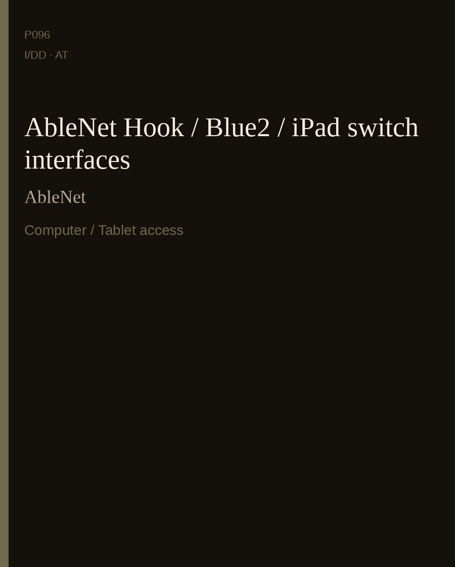 AbleNet Hook / Blue2 / iPad switch interfaces — AbleNet