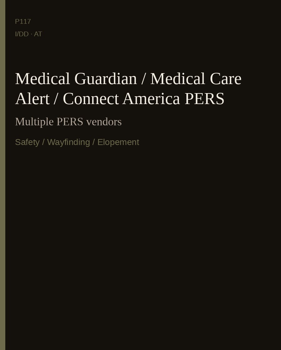 Medical Guardian / Medical Care Alert / Connect America PERS — Multiple PERS vendors