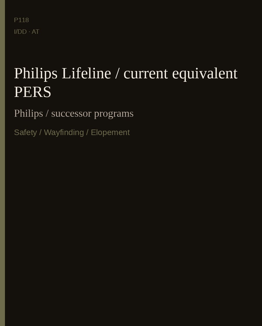 Philips Lifeline / current equivalent PERS — Philips / successor programs