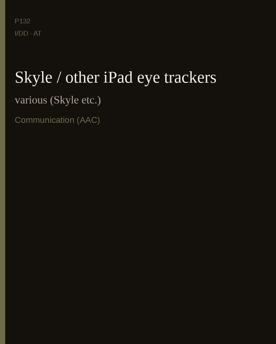Skyle / other iPad eye trackers — various (Skyle etc.)