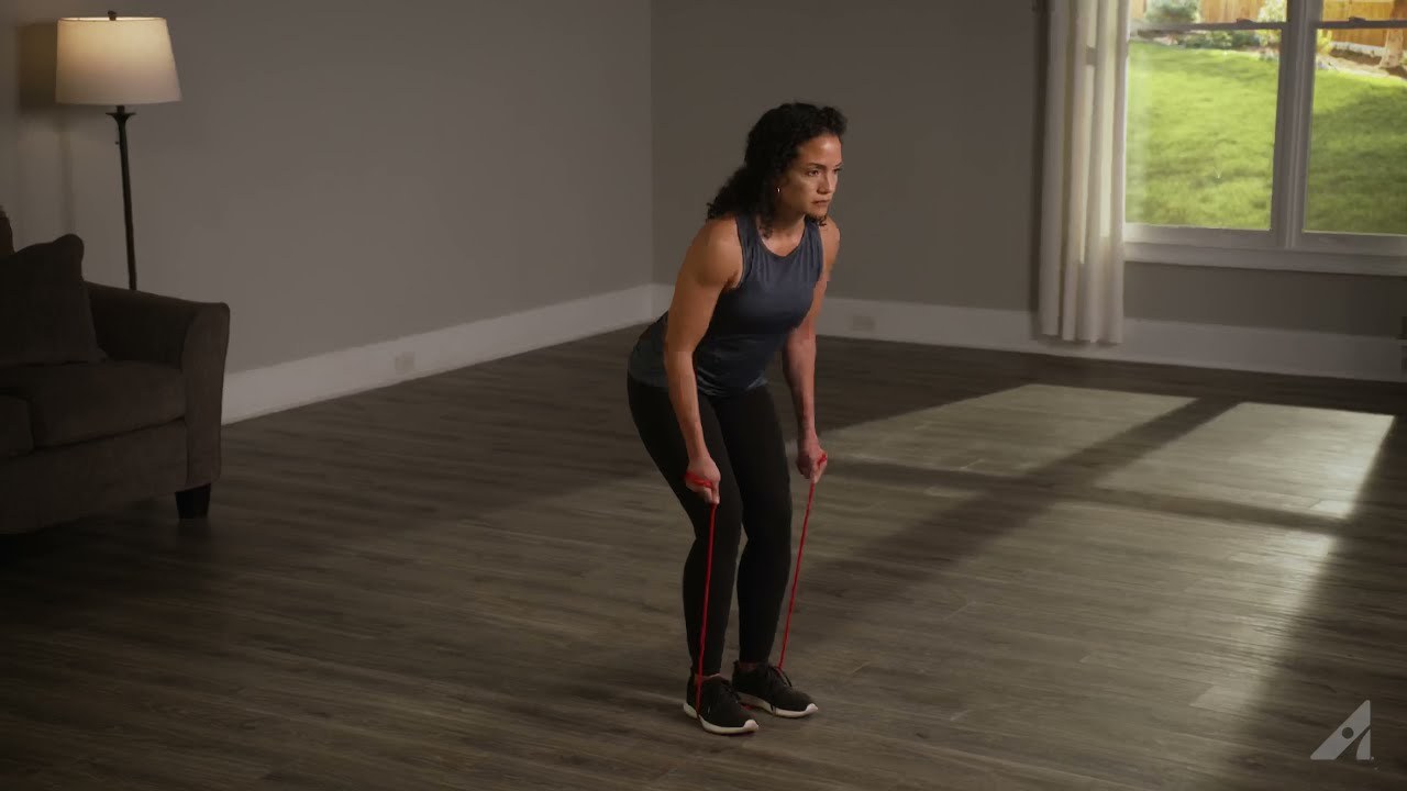 Row With Resistance Band demonstrated in the Arthritis Foundation Your Exercise Solution (YES) video