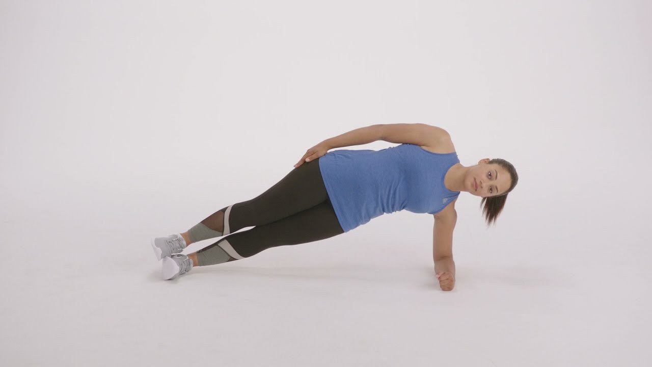 Side Plank demonstrated by a NASM presenter (frame from NASM's official YouTube video)