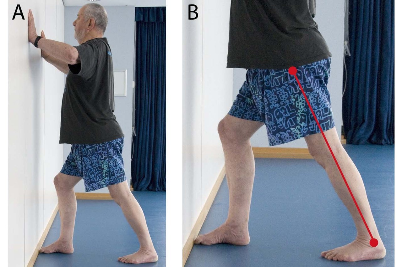 Calf stretch: person demonstrating the exercise (NHS photo)