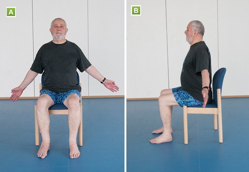 Chest stretch: person demonstrating the exercise (NHS photo)