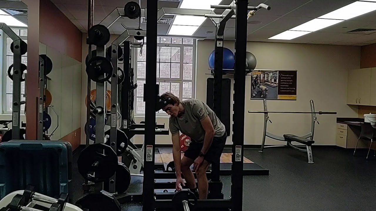 Barbell Bent-over Row demonstrated by University of Wyoming Campus Recreation staff (frame from official video)