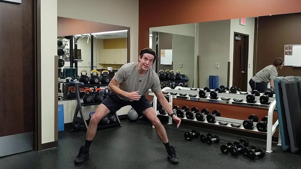 Lateral Lunge demonstrated by University of Wyoming Campus Recreation staff (frame from official video)