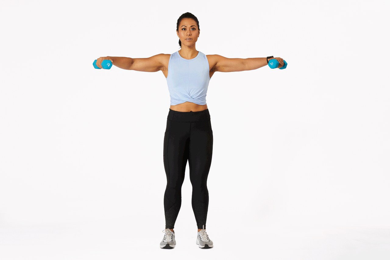 Lateral Raises demonstrated (Verywell Fit lead image)