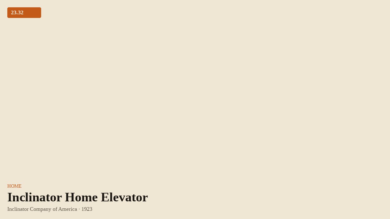 Inclinator Home Elevator (1923) by Inclinator Company of America
